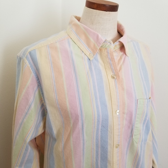 L.L. Bean Plus Size Pastel Stripe Oxford Buttondown Shirt 2X - Picture 2 of 16